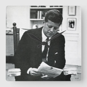 Photograph of John F. Kennedy 2 Square Wall Clock