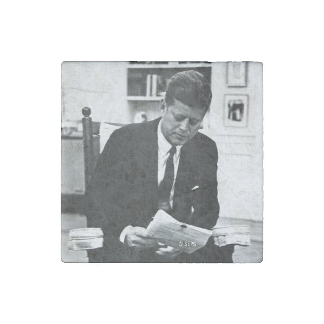 Photograph of John F. Kennedy 2 Stone Magnet (Front)