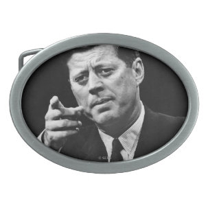 Photograph of John F. Kennedy 3 Oval Belt Buckle