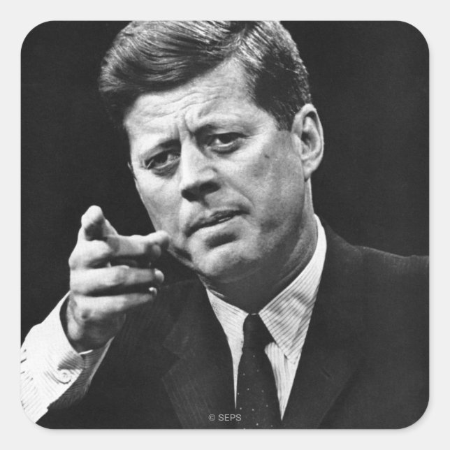 Photograph of John F. Kennedy 3 Square Sticker (Front)