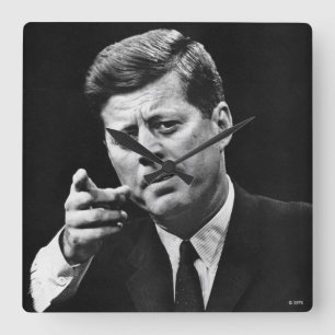 Photograph of John F. Kennedy 3 Square Wall Clock