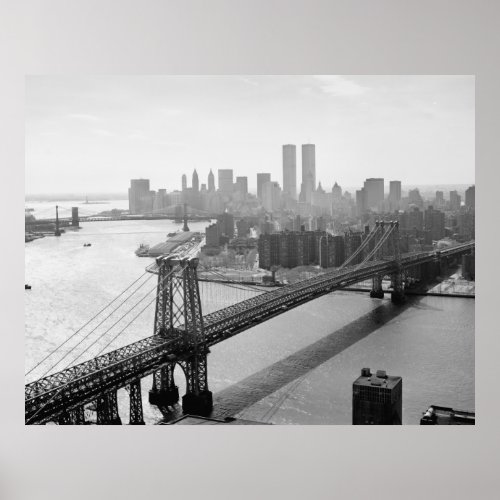 Photograph of NYC and The Williamsburg Bridge Poster