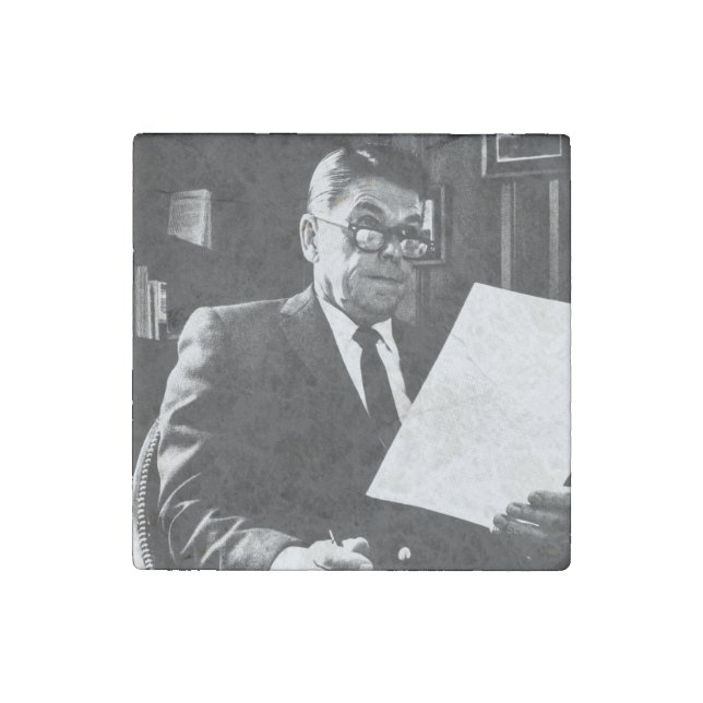 Photograph of Ronald Reagan Stone Magnet (Front)