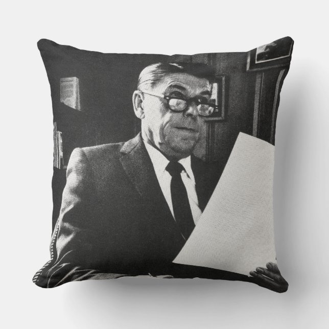 Photograph of Ronald Reagan Throw Pillow (Front)