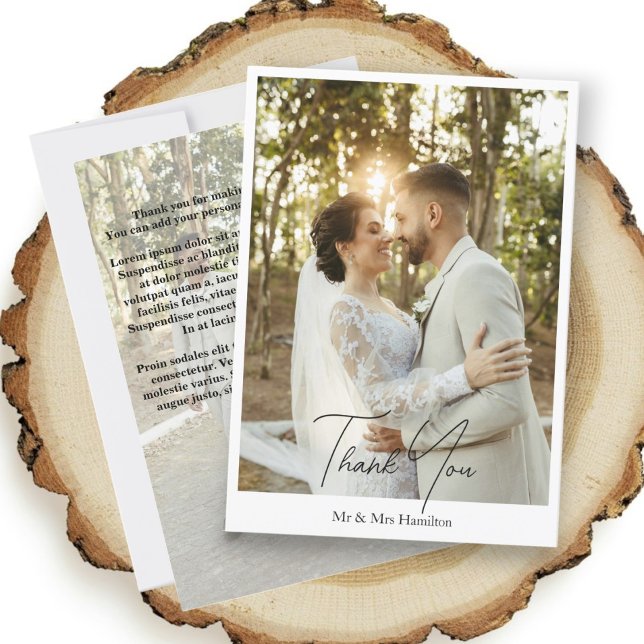 Photograph Personalized Wedding With Message  Thank You Card (Photograph Personalized Wedding With Message Thank You Card from Ricaso. Add two photos & message)
