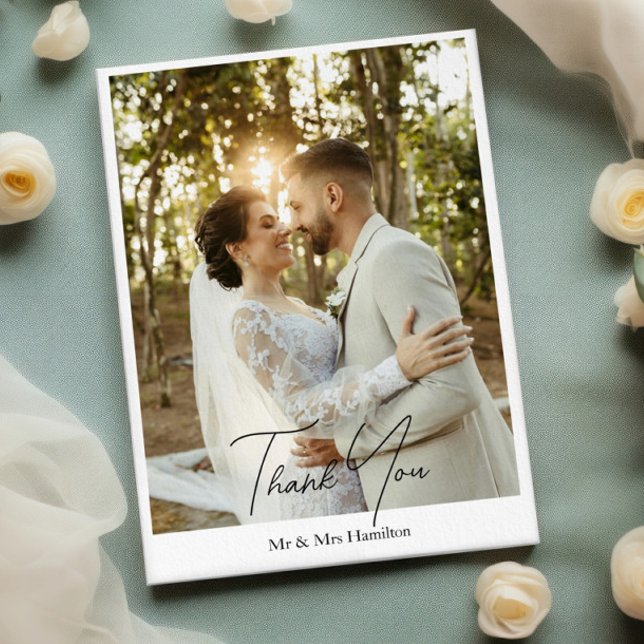 Photograph Personalized Wedding With Message  Thank You Card (Photograph Personalized Wedding With Message Thank You Cards from Ricaso 
Simple & Elegant message)