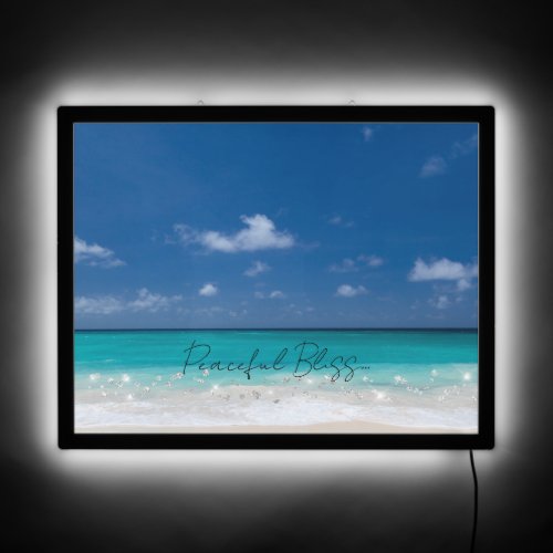 Photograph White Sandy Beach Calm Waters LED Sign
