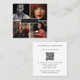 Photographer 4 Photos QR Code Social Media Square Business Card
