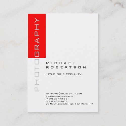 Photographer Artist White Red Clean Business Card