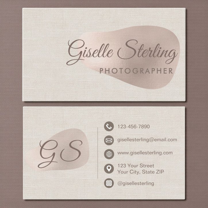 Photographer Beige Linen Beauty Abstract Business Card