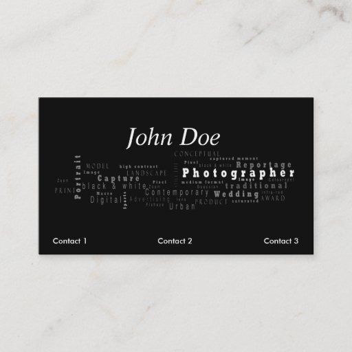 Customizable Photographer Black business card