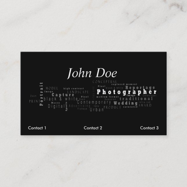 Photographer Black business card (Front)