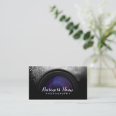 Photographer Black Camera Photography Studio Business Card (Standing Front)