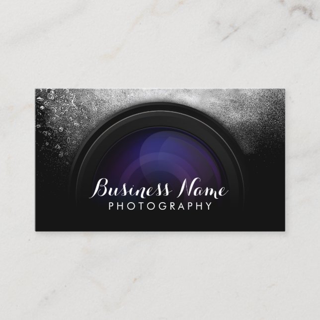 Photographer Black Camera Photography Studio Business Card (Front)