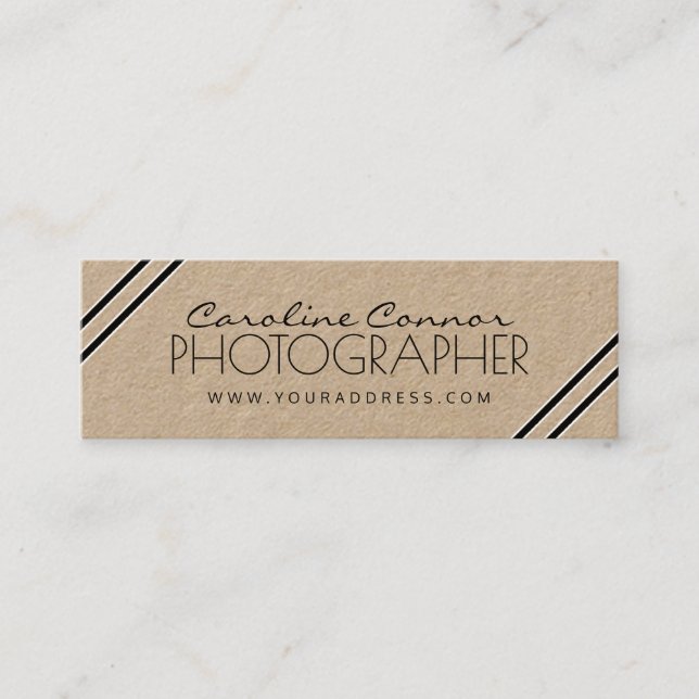 Photographer Black Corner Line Kraft Paper Card (Front)