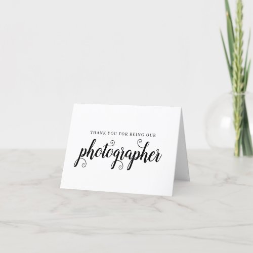 Photographer Black Script Thank You Wedding Card
