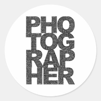 Photographer - Black Text Classic Round Sticker