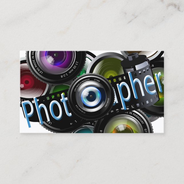 Photographer  - Blue Business Card (Front)