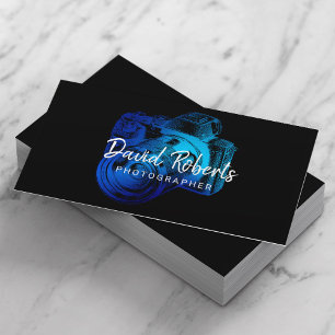 Photographer Blue Camera Professional Photography  Business Card