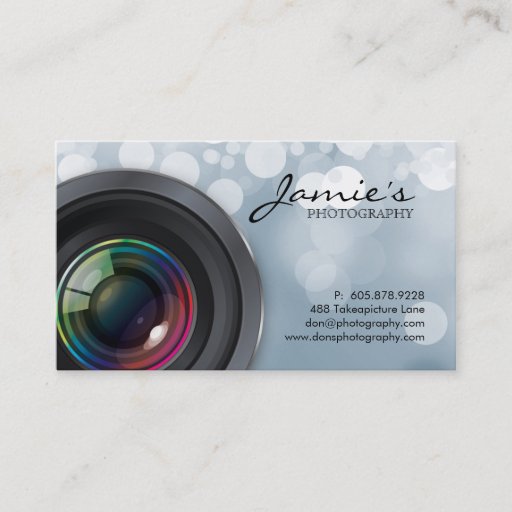 Customizable Photographer Business Card Modern Gray Lights