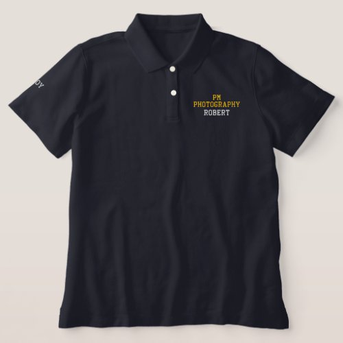 Photographer Business Name Typography Embroidered Embroidered Polo Shirt