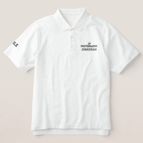 Photographer Business Name Typography  Embroidered Polo Shirt