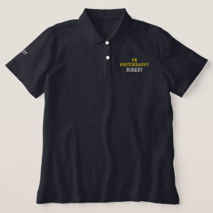 Photographer Business Name Typography Embroidered Polo Shirt