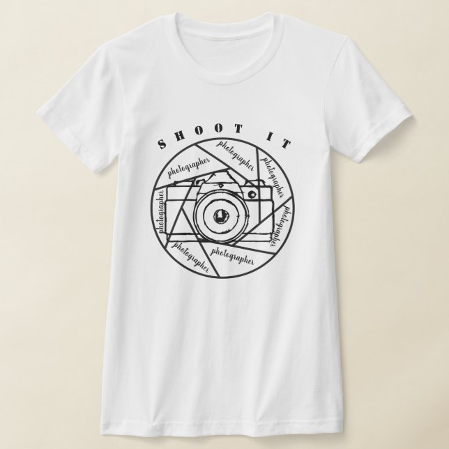 photographer camera black and white T-Shirt (Laydown)