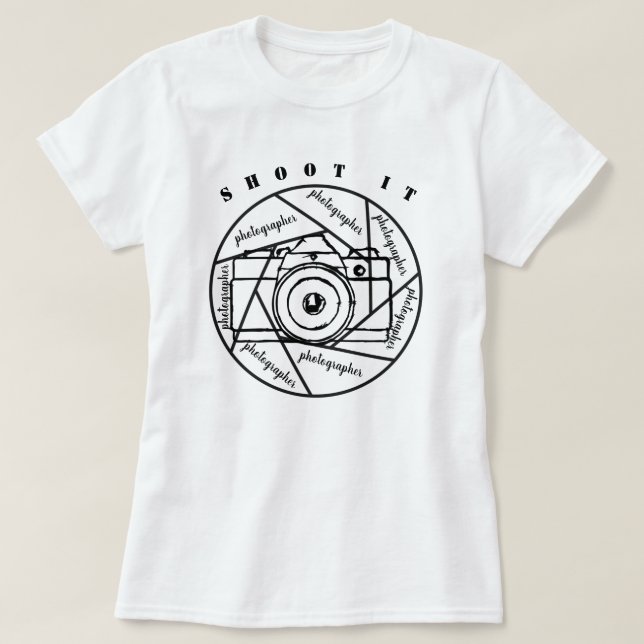 photographer camera black and white T-Shirt (Design Front)
