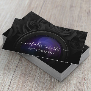 Photographer Camera Black Floral Photography Business Card