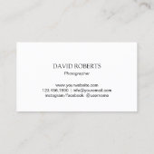 Photographer Camera Black & White Photography Business Card (Back)