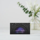 Photographer Camera Chic Black Glitter Photography Business Card (Standing Front)