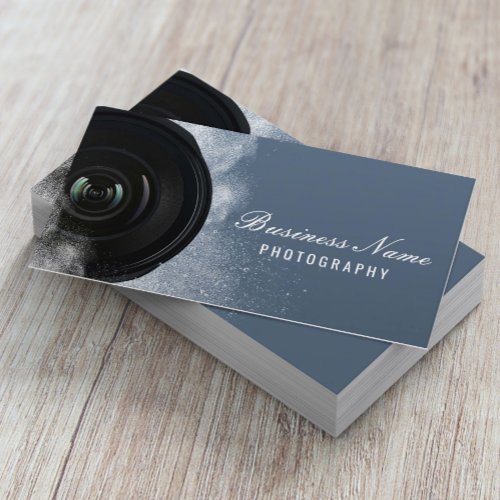 Photographer Camera Dusty Blue Photography Business Card