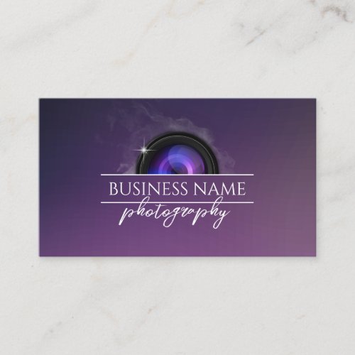 Photographer Camera Elegant Purple Photography Business Card