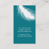 Photographer Camera & Feathers Modern Teal Business Card (Back)