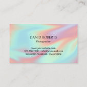 Photographer Camera Holographic Photography Business Card (Back)