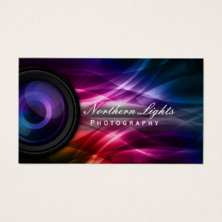 Photographer Camera Lens & Aurora Photography Business Card
