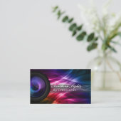 Photographer Camera Lens & Aurora Photography Business Card (Standing Front)