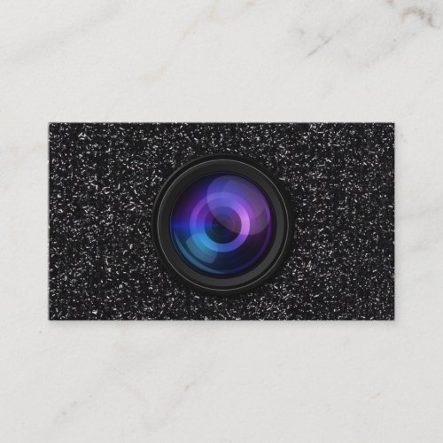 Photographer Camera Lens Black Glitter Photography Business Card