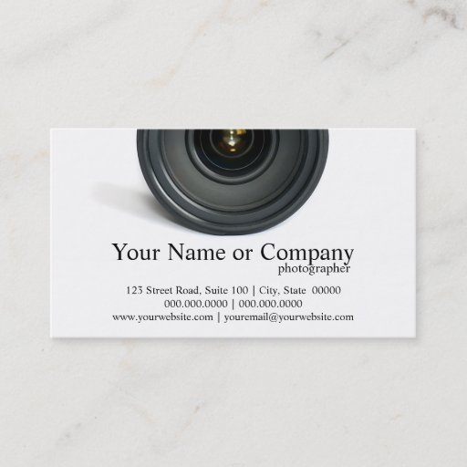 Customizable Photographer Camera Lens Business Cards