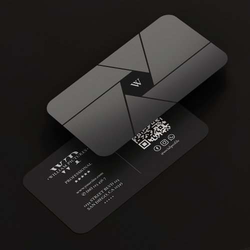 Photographer Camera Lens Elegant Black Monogram Business Card