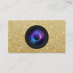 Photographer Camera Lens Gold Glitter Photography Business Card
