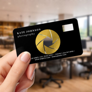 Photographer Camera Minimalist Transparent Gold Clear Business Cards