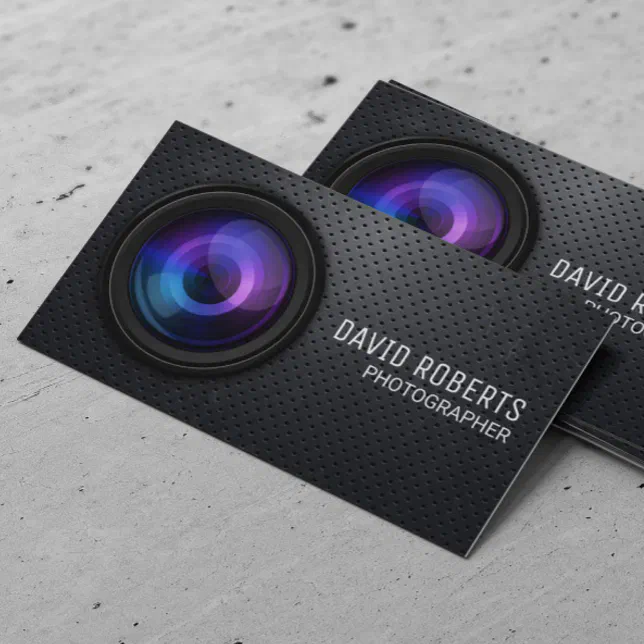 Camera Background For Card Photographer Camera Modern Metal Background Business Card | Zazzle