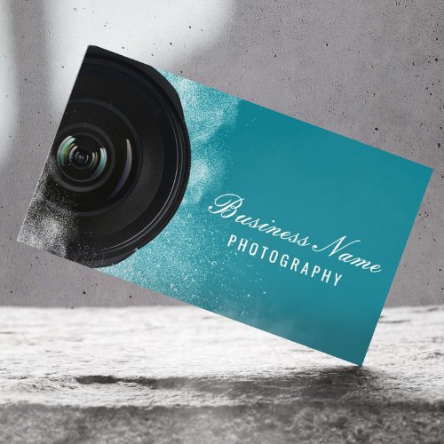 Photographer Camera Modern Teal Photography Business Card