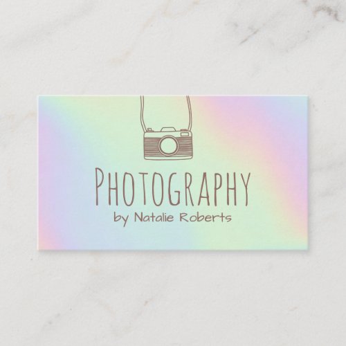 Photographer Camera Pastel Holographic Photography Business Card