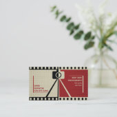 Photographer camera photography black, red, beige business card (Standing Front)
