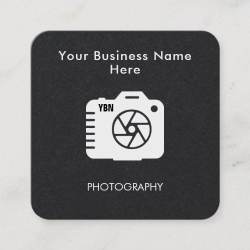 Photographer Camera QR Code Modern Black and White Square Business Card