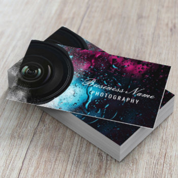 Photographer Camera Rain Bokeh Photography Business Card by cardfactory at Zazzle