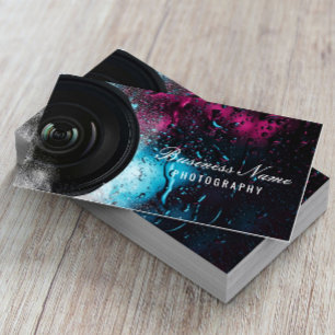 Photographer Camera Rain Bokeh Photography Business Card
